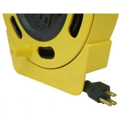 25 ft. 16/3 Outdoor Multi-Outlet (4) Portable Extension Cord Reel Power Station by Woods -Home Electronics Shop woods extension cord reels 2801 40 1000