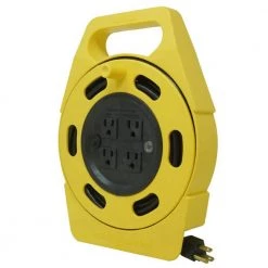 25 ft. 16/3 Outdoor Multi-Outlet (4) Portable Extension Cord Reel Power Station by Woods