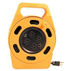 25 ft. 16/3 Outdoor Multi-Outlet (4) Portable Extension Cord Reel Power Station by Woods -Home Electronics Shop woods extension cord reels 2801 66 1000