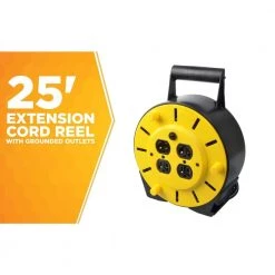 25 ft. 16/3 Multi-Outlet (4) Portable Extension Cord Reel Power Station by Woods -Home Electronics Shop woods extension cord reels 4907 a0 1000