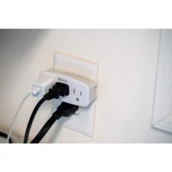 3-Outlet Wall Tap with Phone Cradle by Woods -Home Electronics Shop woods outlet adapters converters 41013 1d 1000