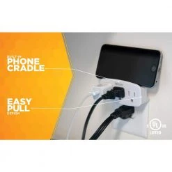 3-Outlet Wall Tap with Phone Cradle by Woods -Home Electronics Shop woods outlet adapters converters 41013 1f 1000