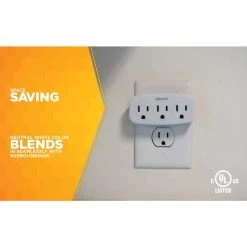 3-Outlet Wall Tap with Phone Cradle by Woods -Home Electronics Shop woods outlet adapters converters 41013 44 1000