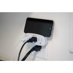 3-Outlet Wall Tap with Phone Cradle by Woods -Home Electronics Shop woods outlet adapters converters 41013 66 1000