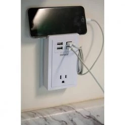 1-Outlet Wall Tap with Phone Cradle by Woods -Home Electronics Shop woods outlet adapters converters 41233 66 1000