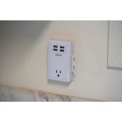 1-Outlet Wall Tap with Phone Cradle by Woods -Home Electronics Shop woods outlet adapters converters 41233 77 1000