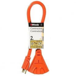 2 ft. 12/3 SJTW Multi-Outlet (3) Outdoor Extra Heavy-Duty Adapter Extension Cord, Orange by Woods