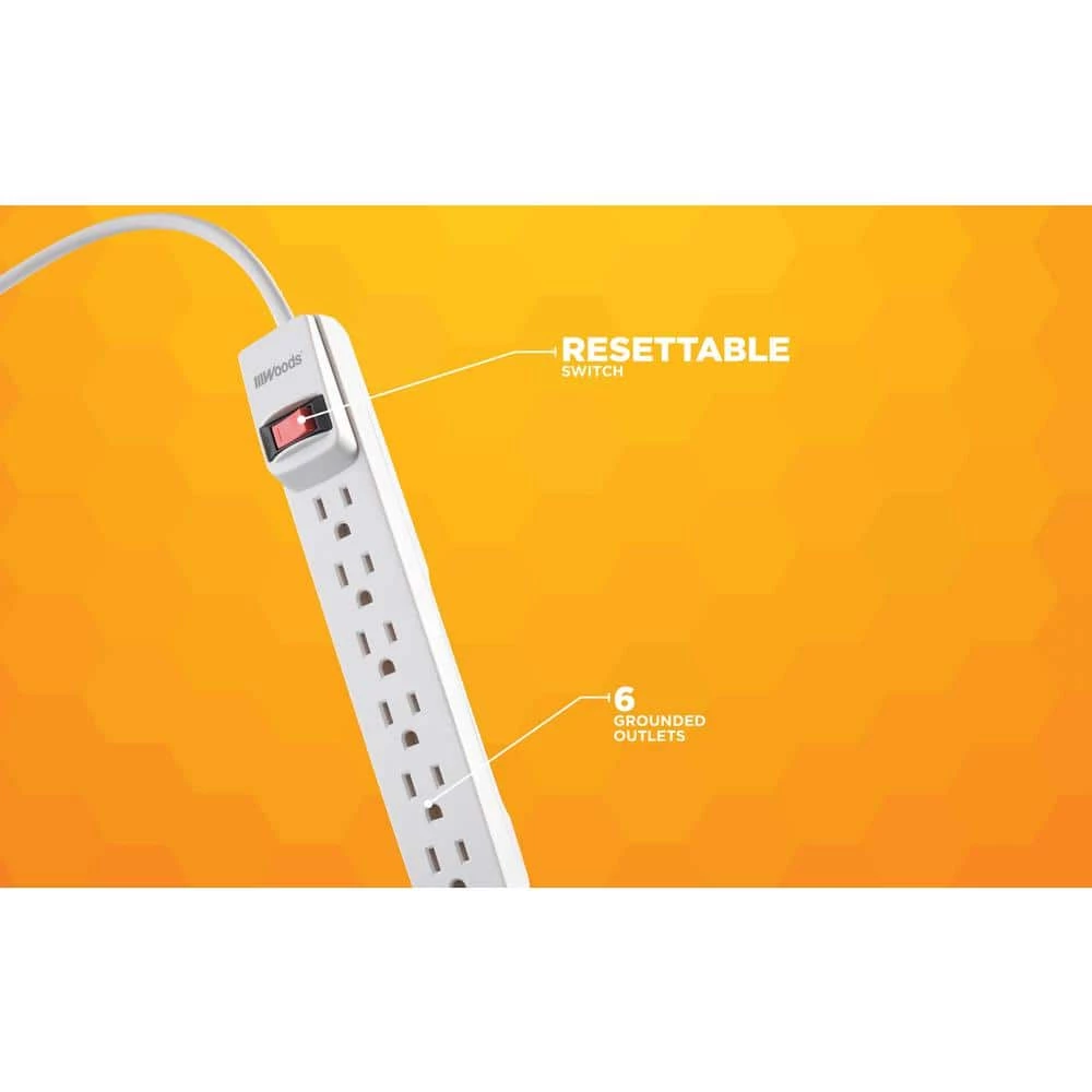 6-Outlet Power Strip with 1.5 ft. Cord by Woods 3 6-Outlet Power Strip with 1.5 ft. Cord by Woods - Image 3