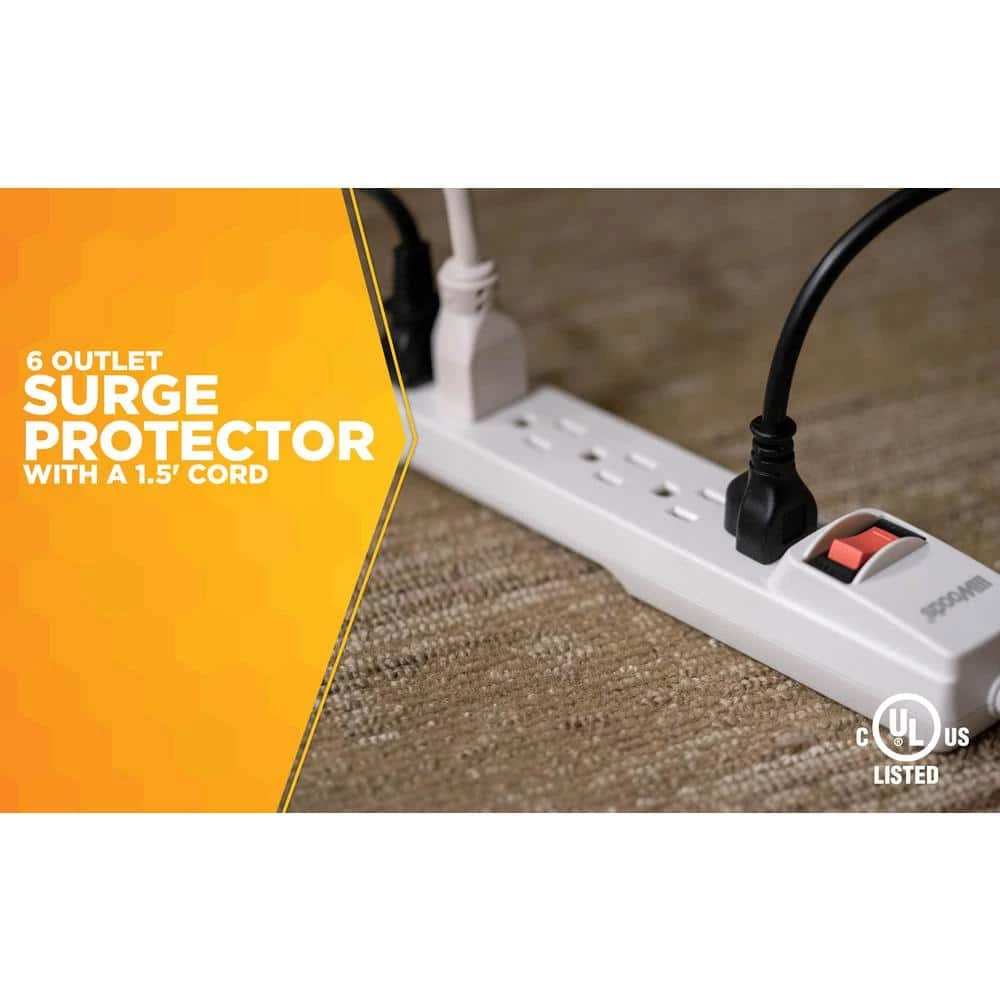 6-Outlet Power Strip with 1.5 ft. Cord by Woods 2 6-Outlet Power Strip with 1.5 ft. Cord by Woods - Image 2