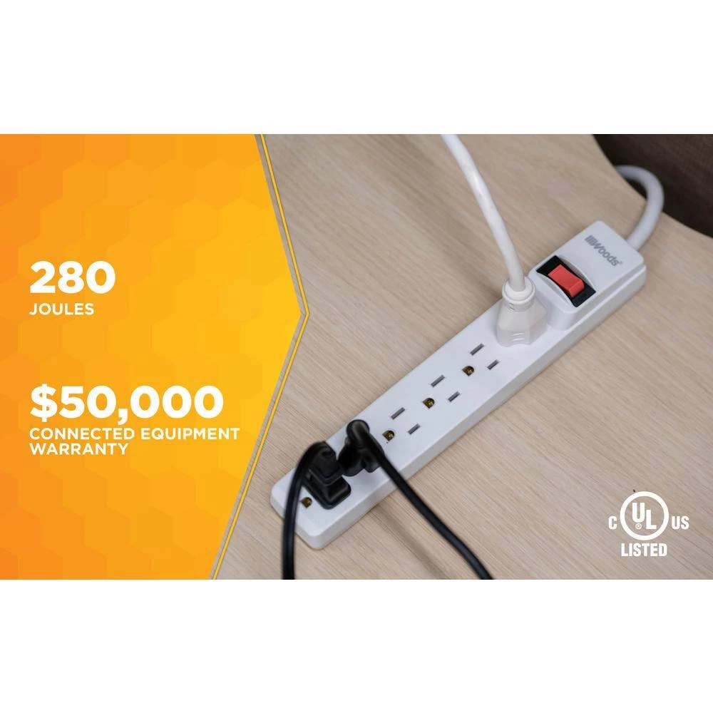 6-Outlet Power Strip with 1.5 ft. Cord by Woods 6 6-Outlet Power Strip with 1.5 ft. Cord by Woods - Image 6
