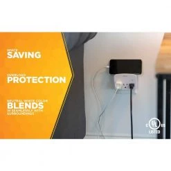 3-Outlet Surge Tap with Phone Cradle by Woods -Home Electronics Shop woods surge protectors 41034 76 1000