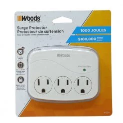 3-Outlet Surge Tap with Phone Cradle by Woods -Home Electronics Shop woods surge protectors 41034 d4 1000