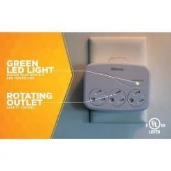 3-Outlet Surge Tap with Phone Cradle by Woods -Home Electronics Shop woods surge protectors 41034 fa 1000