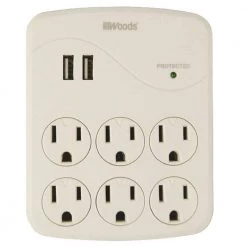 6-Outlet Surge Tap with Phone Cradle by Woods