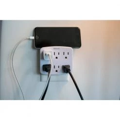 6-Outlet Wall Tap with Phone Cradle by Woods -Home Electronics Shop woods surge protectors 41196 77 1000