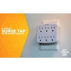 6-Outlet Wall Tap with Phone Cradle by Woods -Home Electronics Shop woods surge protectors 41196 c3 1000