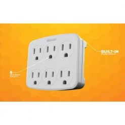 6- Outlet Surge Tap with Phone Cradle by Woods 23 6- Outlet Surge Tap with Phone Cradle by Woods -Home Electronics Shop woods surge protectors 41197 1f 1000