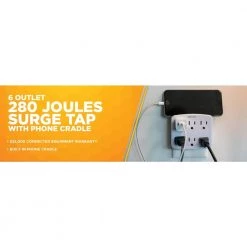 6- Outlet Surge Tap with Phone Cradle by Woods 16 6- Outlet Surge Tap with Phone Cradle by Woods -Home Electronics Shop woods surge protectors 41197 40 1000