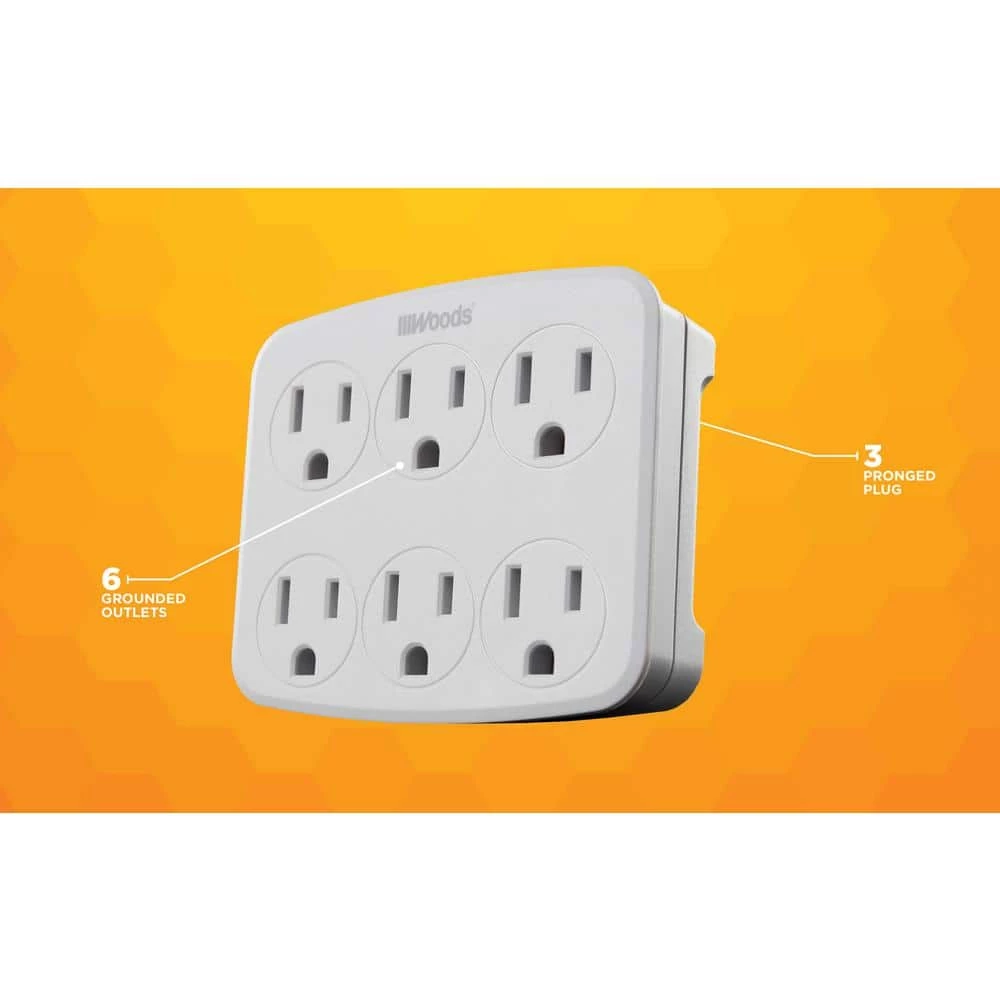 6- Outlet Surge Tap with Phone Cradle by Woods 11 6- Outlet Surge Tap with Phone Cradle by Woods - Image 11