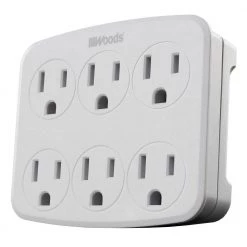 6- Outlet Surge Tap with Phone Cradle by Woods