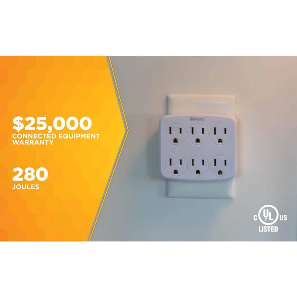 6- Outlet Surge Tap with Phone Cradle by Woods 8 6- Outlet Surge Tap with Phone Cradle by Woods - Image 8