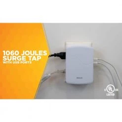 3-Outlet Surge Tap with Phone Cradle by Woods -Home Electronics Shop woods surge protectors 41260 40 1000