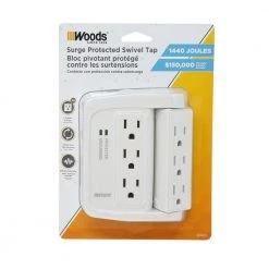6-Outlet Surge Tap with Phone Cradle by Woods