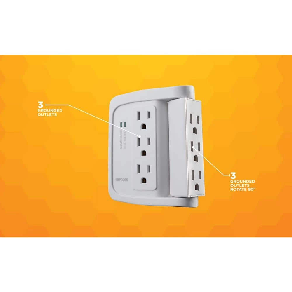 6-Outlet Surge Tap with Phone Cradle by Woods 5 6-Outlet Surge Tap with Phone Cradle by Woods - Image 5