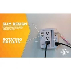 6-Outlet Surge Tap with Phone Cradle by Woods 20 6-Outlet Surge Tap with Phone Cradle by Woods -Home Electronics Shop woods surge protectors 41424 1f 1000