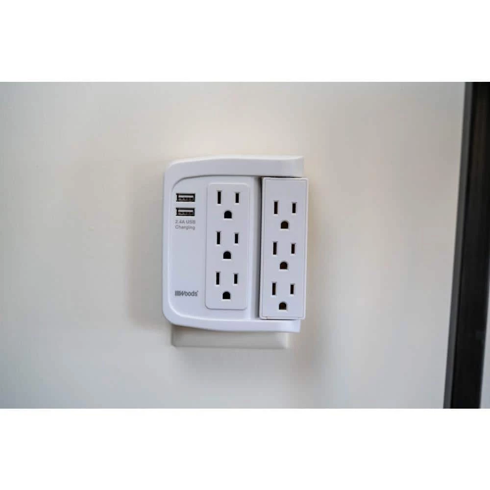 6-Outlet Surge Tap with Phone Cradle by Woods 3 6-Outlet Surge Tap with Phone Cradle by Woods - Image 3