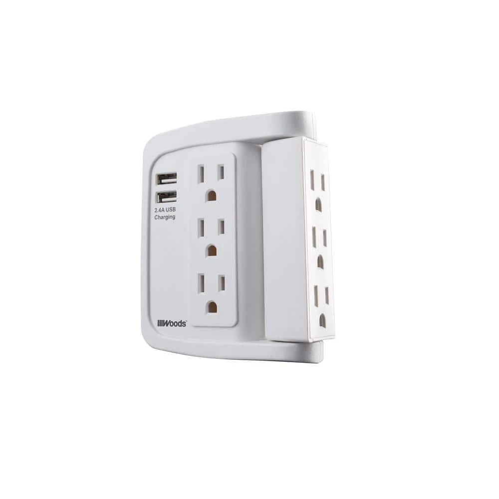 6-Outlet Surge Tap with Phone Cradle by Woods 1 6-Outlet Surge Tap with Phone Cradle by Woods