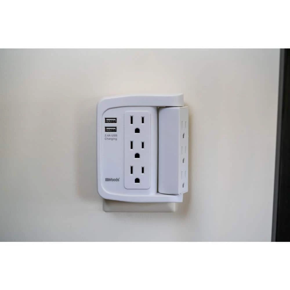 6-Outlet Surge Tap with Phone Cradle by Woods 4 6-Outlet Surge Tap with Phone Cradle by Woods - Image 4