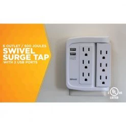 6-Outlet Surge Tap with Phone Cradle by Woods 18 6-Outlet Surge Tap with Phone Cradle by Woods -Home Electronics Shop woods surge protectors 41424 c3 1000