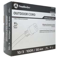 100 ft. 10/3 SJTW Extra Heavy-Duty 15-Amp General Purpose High Visibility Extension Cord with Lighted End, Yellow by Woods -Home Electronics Shop yellow woods general purpose cords 2689sw0002 44 1000