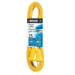 25 ft. 16/2 SPT-2 Flat Indoor Medium-Duty Utility Extension Cord, Yellow by Woods
