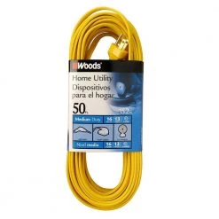 50 ft. 16/3 SPT-2 Flat Indoor Medium-Duty Utility Extension Cord, Yellow by Woods
