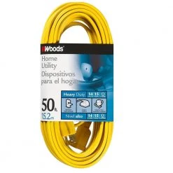 50 ft. 14/3 SPT-3 Flat Indoor Heavy-Duty Utility Extension Cord, Yellow by Woods