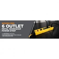 15 ft. 6-Outlet Metal Heavy-Duty Workshop and Transformer Power Strip Surge Protector by Woods -Home Electronics Shop yellow woods surge protectors 4657 40 1000