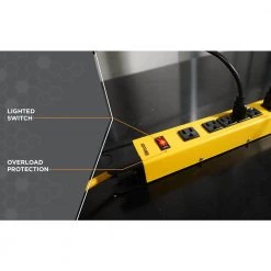 15 ft. 6-Outlet Metal Heavy-Duty Workshop and Transformer Power Strip Surge Protector by Woods -Home Electronics Shop yellow woods surge protectors 4657 66 1000