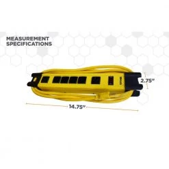 15 ft. 6-Outlet Metal Heavy-Duty Workshop and Transformer Power Strip Surge Protector by Woods -Home Electronics Shop yellow woods surge protectors 4657 77 1000