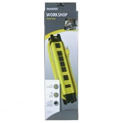 15 ft. 6-Outlet Metal Heavy-Duty Workshop and Transformer Power Strip Surge Protector by Woods -Home Electronics Shop yellow woods surge protectors 4657 c3 1000